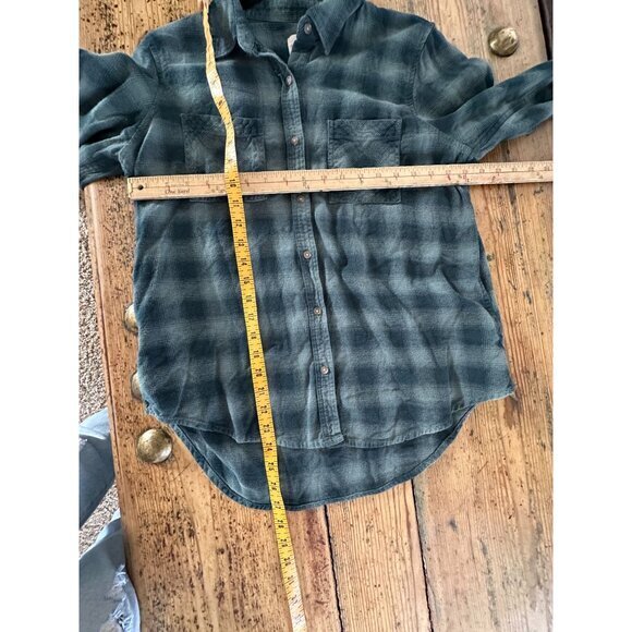 Universal Thread Womens Green Black Blouse Small Striped collared button up cott - Picture 6 of 6